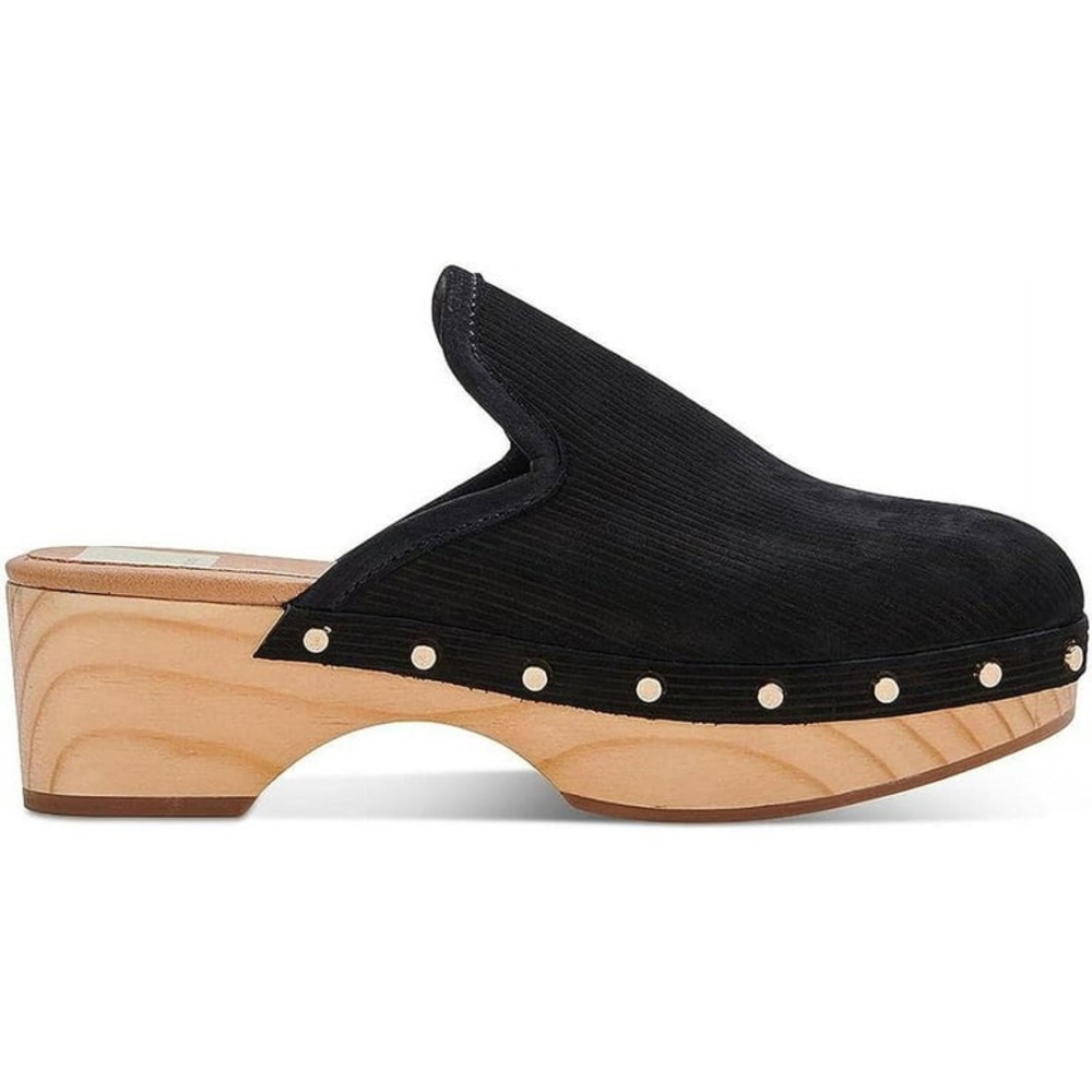 Dolce Vita Black Nubuck Slip On Block Heel Clogs Platform Shoes Size 6.5 NEW - Picture 3 of 10